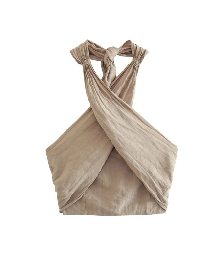 KL4. Bluzka beżowa -  komplet lniany