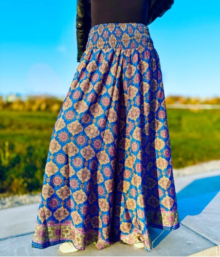 SP5. Spodnie z jedwabiu indyjskiego  Niebieski Czas