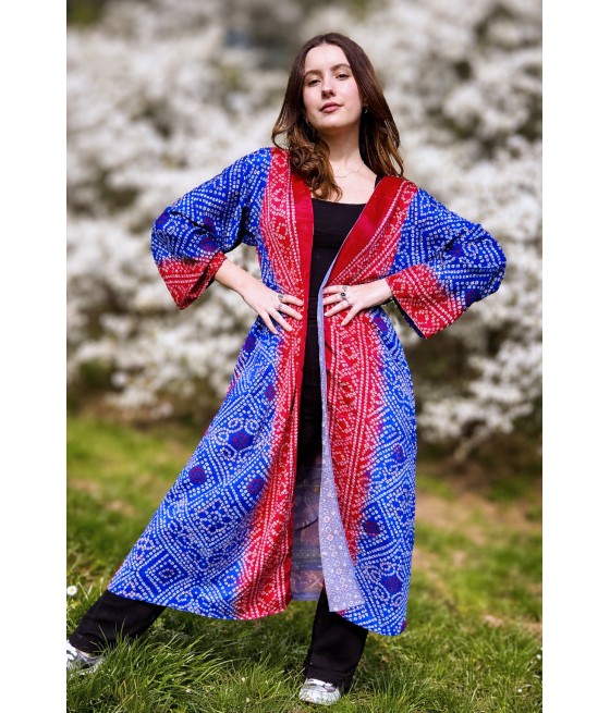 długi płaszcz kimono jedwabne