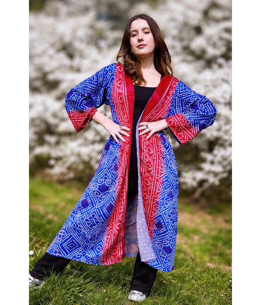 długi płaszcz kimono jedwabne