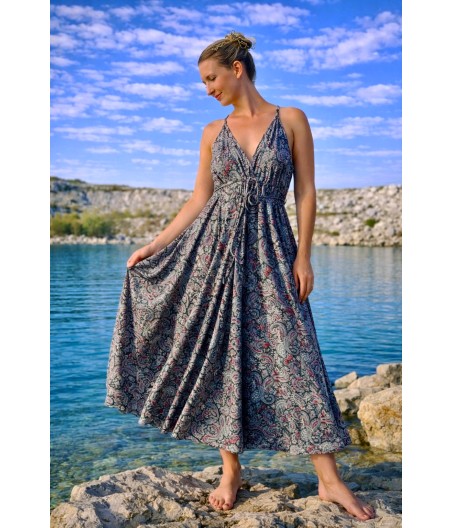 S27. Sukienka z jedwabiu Czarny Kwiat