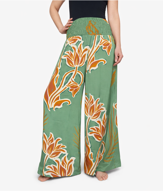 zielone spodnie z jedwabiu