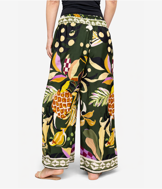 SP9. Spodnie z jedwabiu indyjskiego Zielony orient