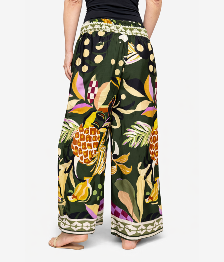 SP9. Spodnie z jedwabiu indyjskiego Zielony orient