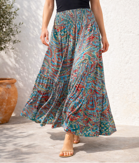 SS9. Długa spódnica patchworkowa Wzburzona Woda