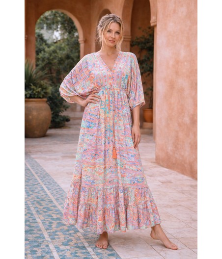 SK7. Sukienka kimono Pastelowa Tęcza