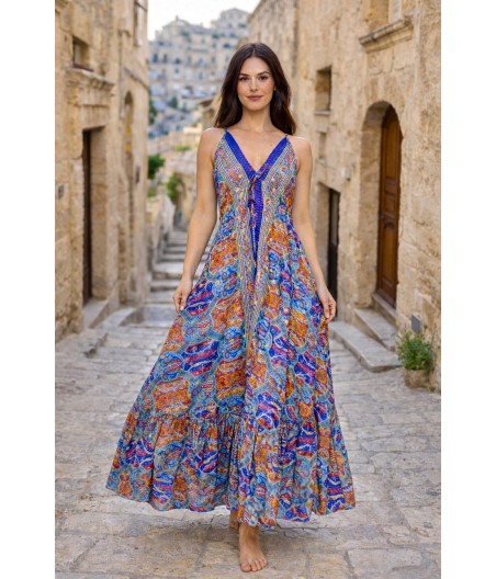 S18. Sukienka z jedwabiu Niebieska Fala