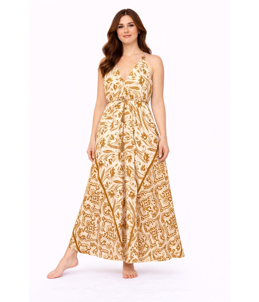 kremowo złota sukienka