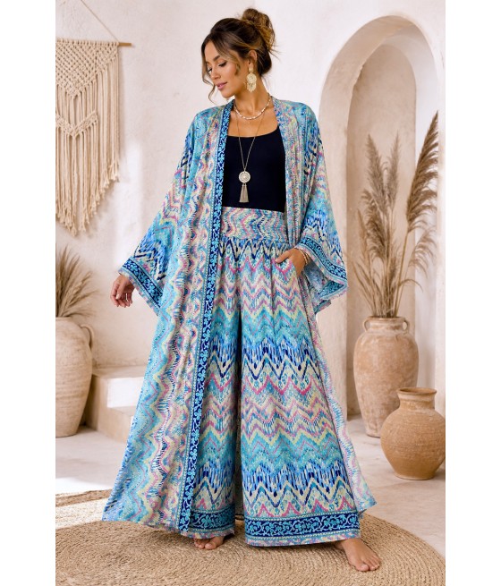 turkusowe kimono