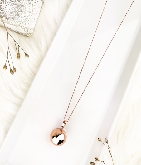 SES11. Naszyjnik różowe złoto z kulką Szept Anioła - simple